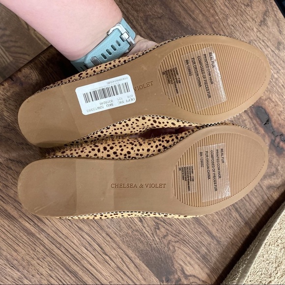 NWT Chelsea & Violet 7.5 ruby calfhair leopard flats - Picture 11 of 14